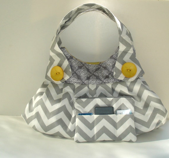 Knappies Gray Chevron Diaper Bag & Purse Organizer