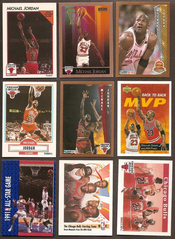 Lot of 9 Michael Jordan Vintage Basketball Cards by fikesfuntiques