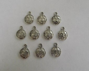 Soccer ball charms- ten charms- antique silver charms