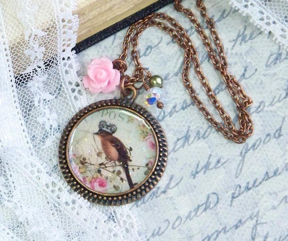 bird pendant necklace shabby chic jewelry bird necklace bird pendant necklace shabby chic jewelry bird necklace
