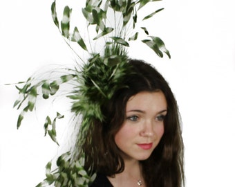 Olive and Cream Fascinator Kentucky Derby or Wedding Hat With Headband