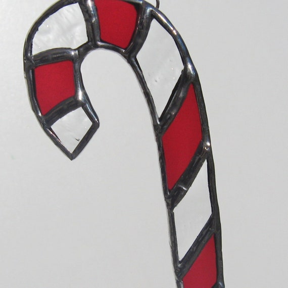 Candy Cane Stained Glass Christmas Ornament or Suncatcher