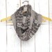Okapi Infinity Scarf - FEW LEFT - Gravel and Black - modern printed jersey infinity circle scarf - by Bark Decor