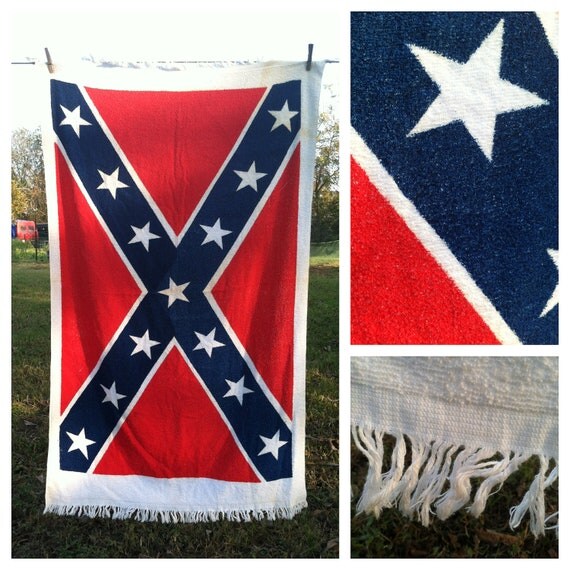 VINTAGE 70s RARE Rebel Dixie Flag towel SOUTHERN