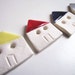 6 Coloured little Houses porcelain buttons