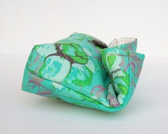 Handmade Makeup Bag, Bridesmaid Gift, Floral Blue Green Clutch Purse, Great for Travel, Gift Under 25, Bridesmaid Clutch