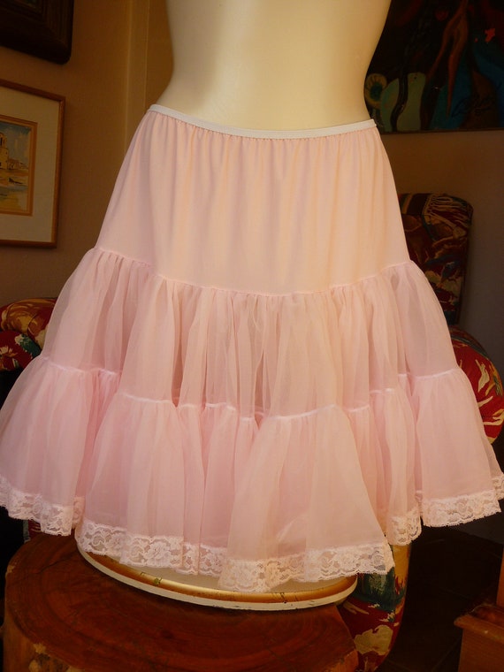 1960s Mini Pink Nylon Crinoline / Petticoat by decotodiscovintage