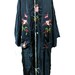 Vintage Asian Silk Kimono Robe w/Embroidered Cherry Blossom Flowers