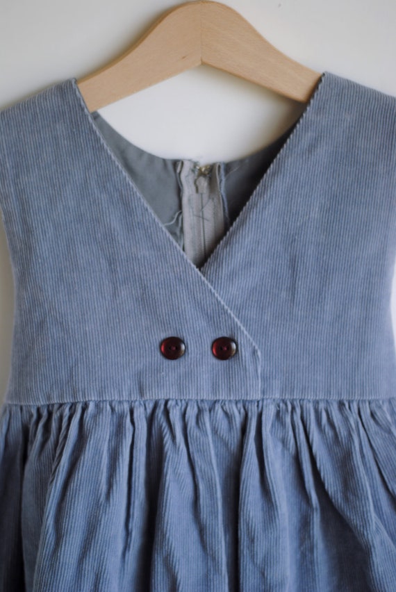 Vintage Little Girl Jumper Gray Corduroy APPLE 4T