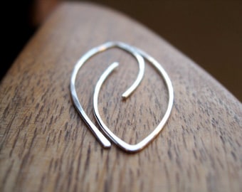 sterling silver earrings. eco friendly jewelry. open hoops. modern wire earings.