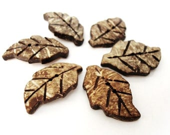 Rustic Leaf coconut brown eco friendly Button set of 5 (BC600C)