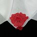 Vintage 14.5" Sheer Cotton Embroider Appliqued Poinsettia Christmas Handkerchief, 8043
