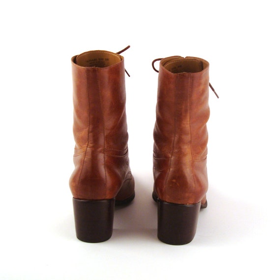 Brown Granny Boots Vintage 1980s Naturalizer Leather Lace Up