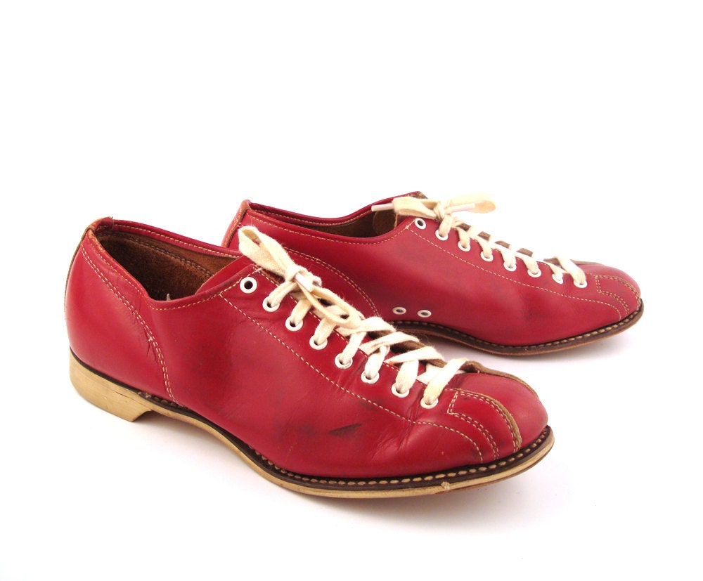 Red Bowling Shoes Vintage 1950s Men's 5 1/2 Brooks