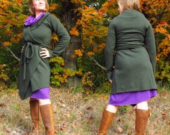 Organic Hemp Cotton Fleece Wrap Cardigan - Made to Order - Several Colors to Choose From