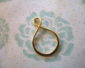 Gold Infinity Charm Pendant Link Connector, 24k Gold Vermeil, 20x13 mm, brides bridal bridesmaids gift art n30s