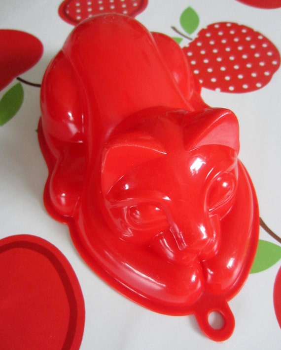 Vintage Red Plastic Cat Jello Mold or Beach Toy