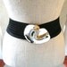 Charmant Beverly Hills belt - black stretch woven with silver abstract buckle - like new designer accessories