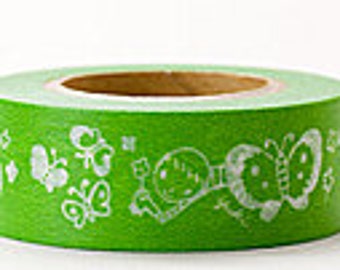 Delfonics Washi Masking Tape - Green Butterflies - Wide - Snih