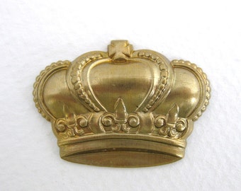 Vintage Brass Stamping Royal Crown Fleur De Lis 34mm stp0051 (2)