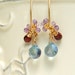 Aqua Aura Earrings Small Flower Wire Wrapped Gold Handmade Jewelry