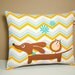 Dachshund Dog Pillow - Doxie and Owl Chevron Daisy Delight