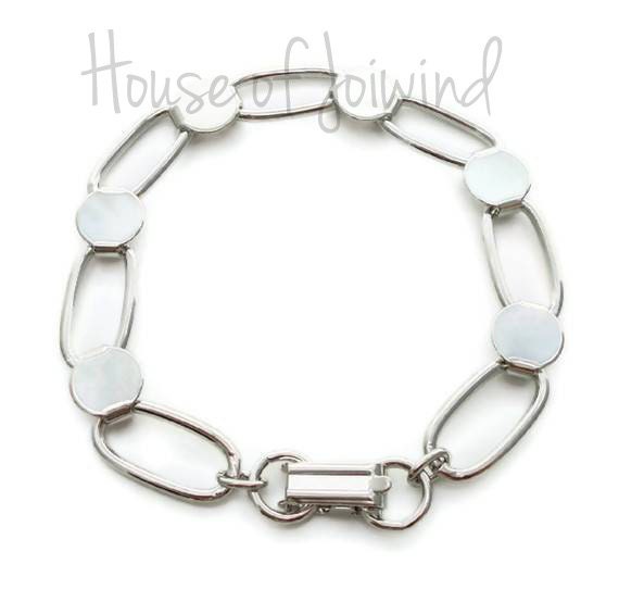 1 Piece Oval Disc Loop Glue Pad Bracelet Blanks Silver tone