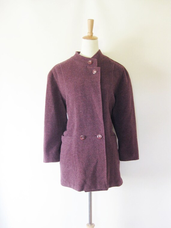 Vintage PLUM 1960s Swing Coat 60s Ladies Extra by OliverandAlexa