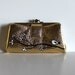 Early Bird - VINTAGE gold WALLET with hand painted bird on branch