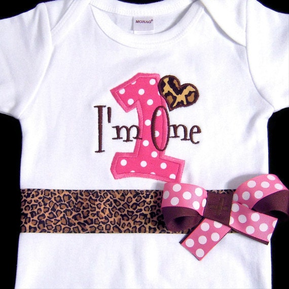 Items similar to First Birthday Shirt, Pink and Brown Leopard Print ...