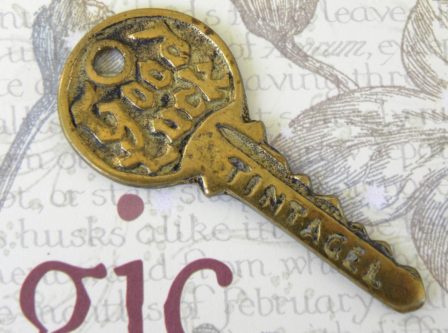 Large Vintage Brass Good Luck Key Tintagel by RescuedRelics