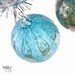 Blown Glass Ornament Suncatcher Gothic Stripe Etch Blue