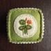 Nasturtium Embroidered Wool Felt Pincushion in Green and Orange