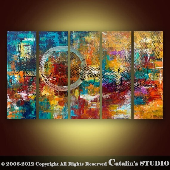 Abstract Modern Palette Knife Painting Original Art by Catalin