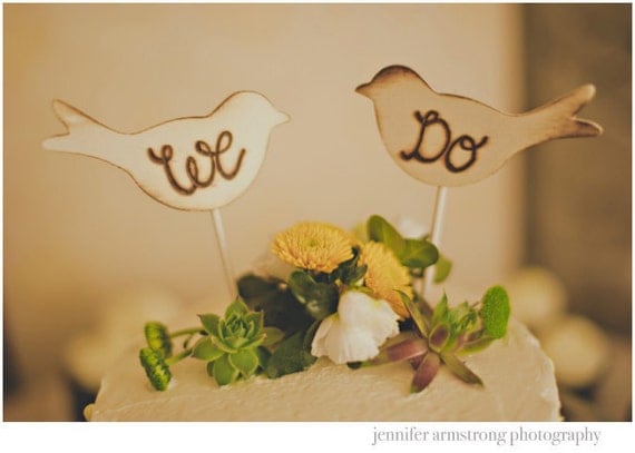 Rustic Wedding Cake Topper Love Birds We Do Vintage Chic Decor by braggingbags