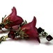 Burgundy Red Flower Earrings, Vintage Style Earrings