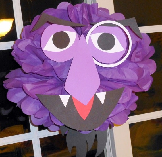 Purple Monster tissue paper pompom kit, inspired by "The Count" from Sesame Street Il_570xn