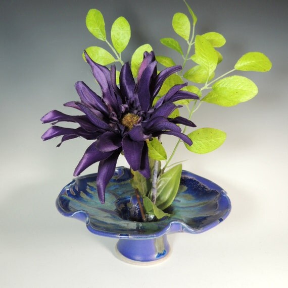 Ikebana Vase with Flower Frog / Kensan in by CarolBroadleyPottery