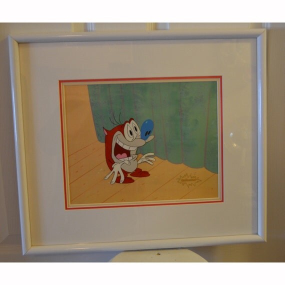 1993 Ren and Stimpy Framed Hand Painted Animation by vintarama