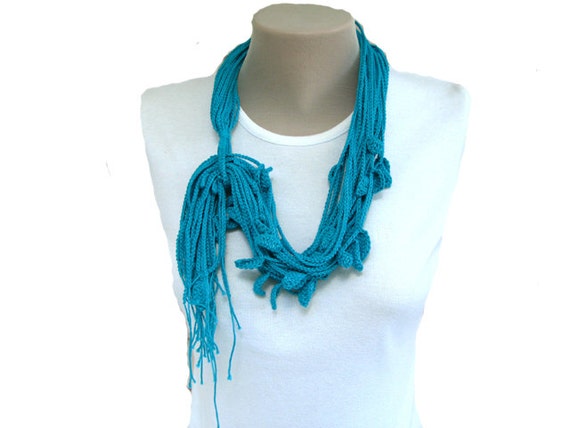 PDF Tutorial Pattern... Cotton Crochet Lariat Necklace/Scarf