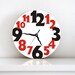 Wall clock Black red typography large numbers modern minimalist home decor large round wall clock