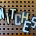 witches, vintage witches letters, vintage metal letters, sign letters, primitive letters, halloween sign letters, halloween witches letters,