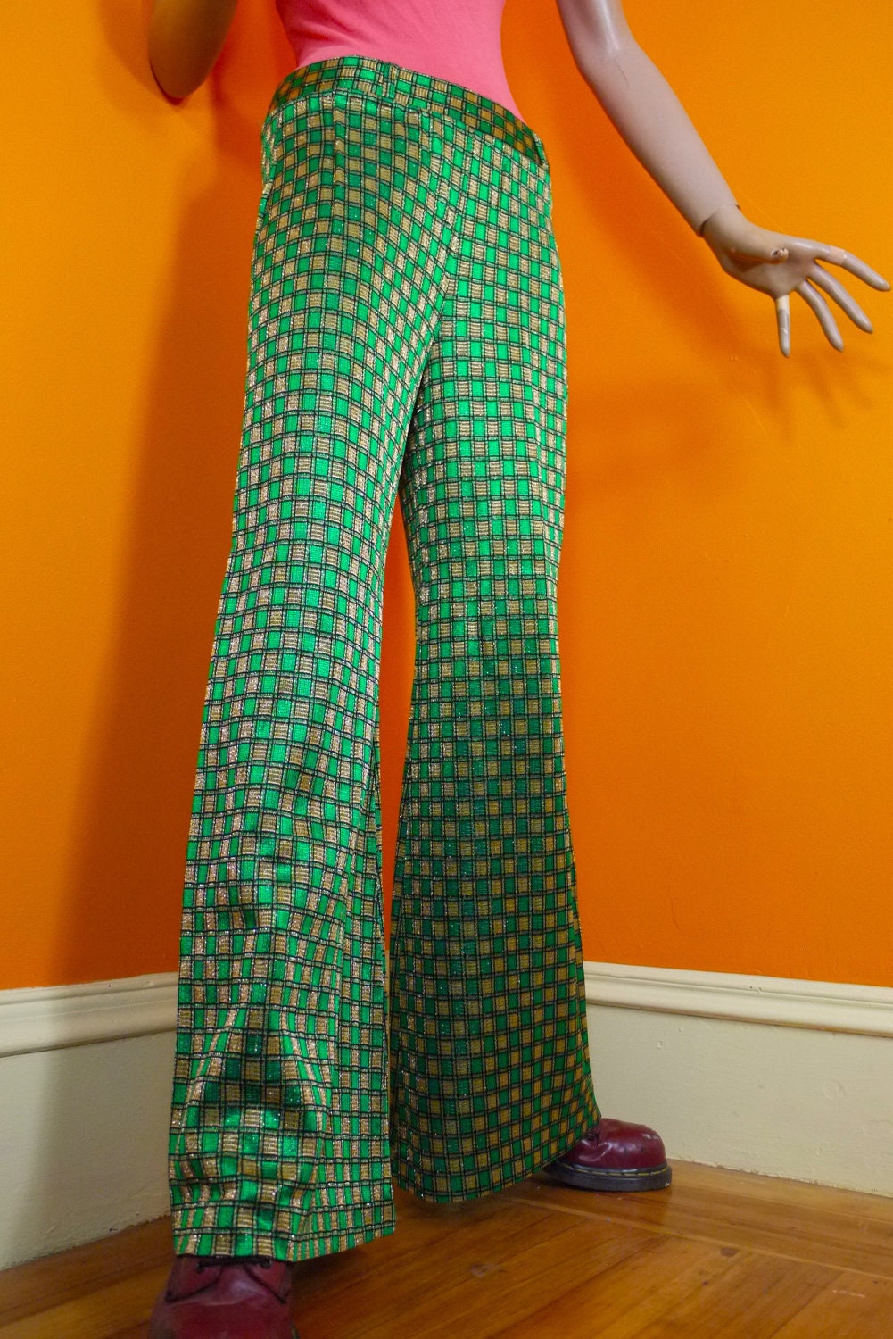 gold lame pants
