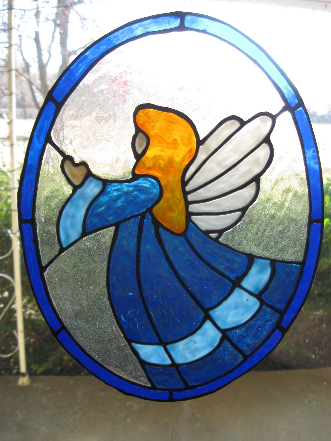 Angel stained glass window Cling by windows2thesoul on Etsy
