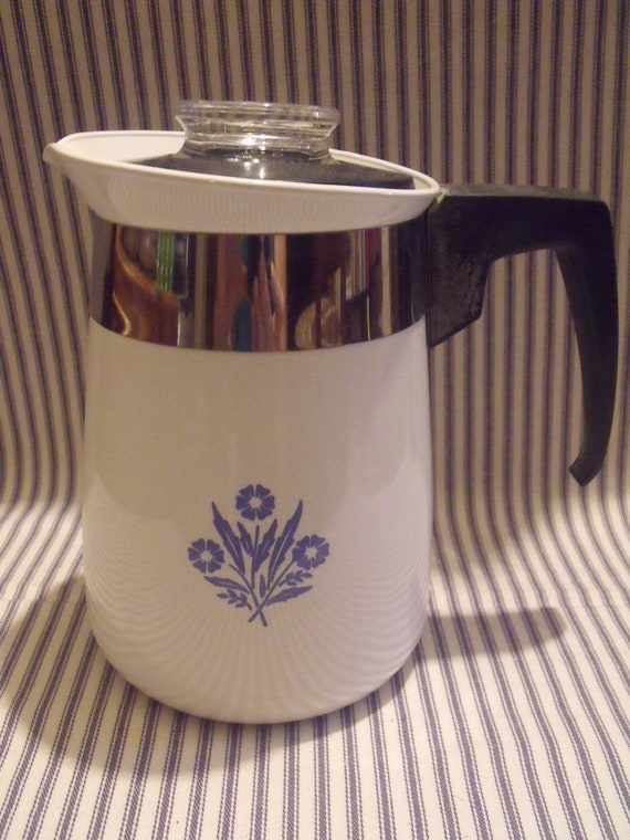 Corning Ware Corelle Cornflower 4 cup coffee percolator Pyrex