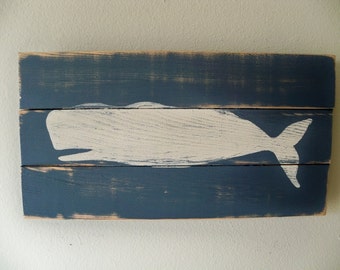 Heavily Distressed Whale Beach Art Wall Art Hanging on wood