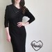 black knit 1960 dress . wiggle fit beatnik cocktail hour .small .sale