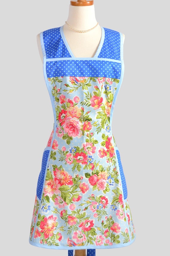 Retro Full Kitchen Apron Vintage Inspired Womens Apron in