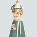 Cute Kitsch Retro Apron / Retro Womens Apron in Moda Sophie Turquoise Brown Houndstooth and Creamy Florals Full Length
