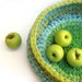 Apple Green Rustic Fabric Crochet Basket Eco Friendly OOAK TAGT team